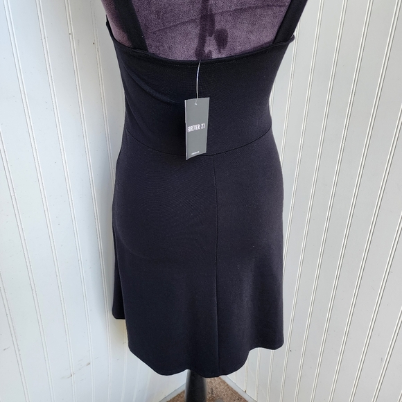 NWT Forever 21 Stretch Knee Length Sleeveless Jersey Knit Black Dress S - Picture 6 of 13